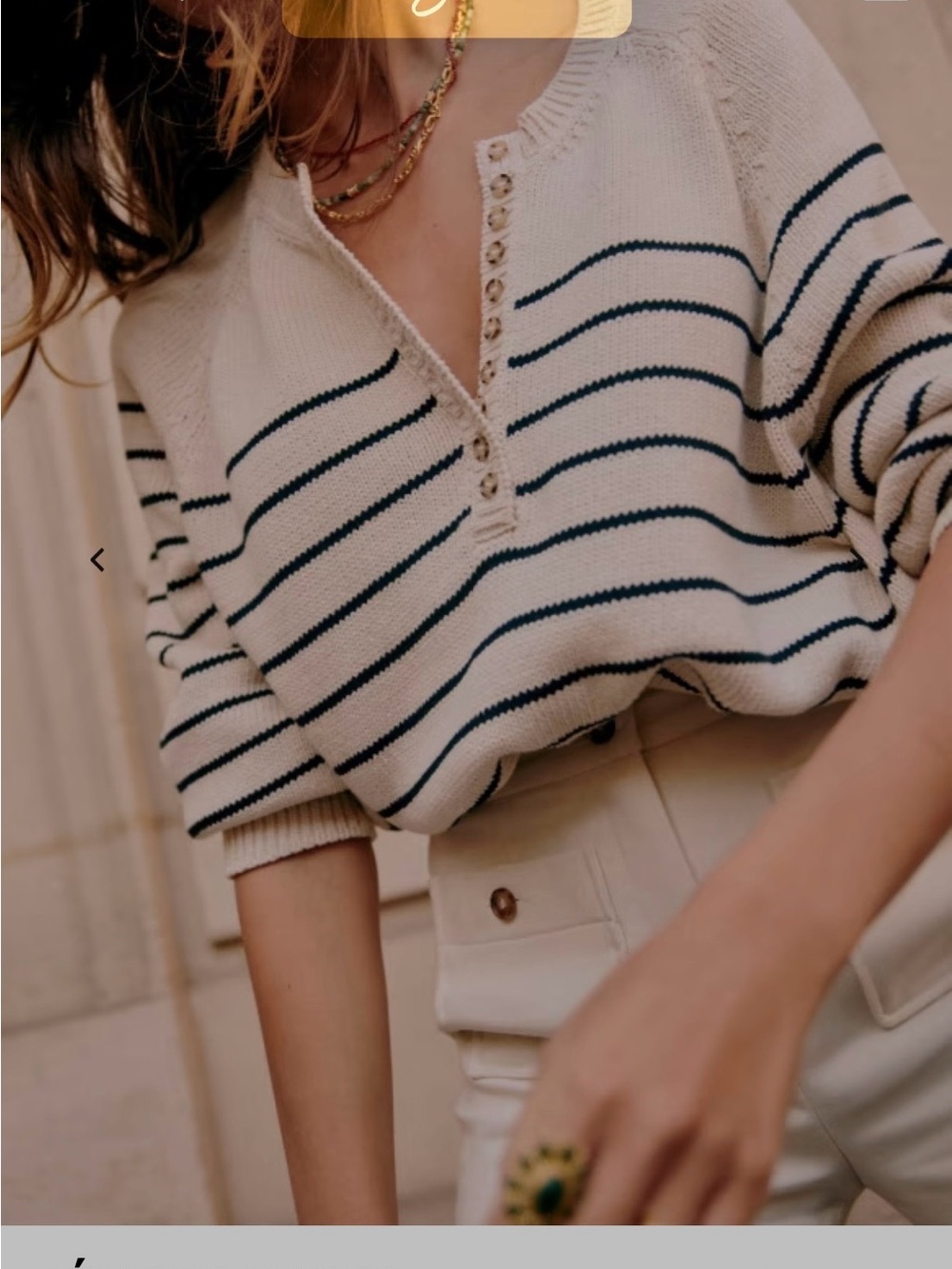 Sezane Léontine Cream Sweater with Navy Stripes